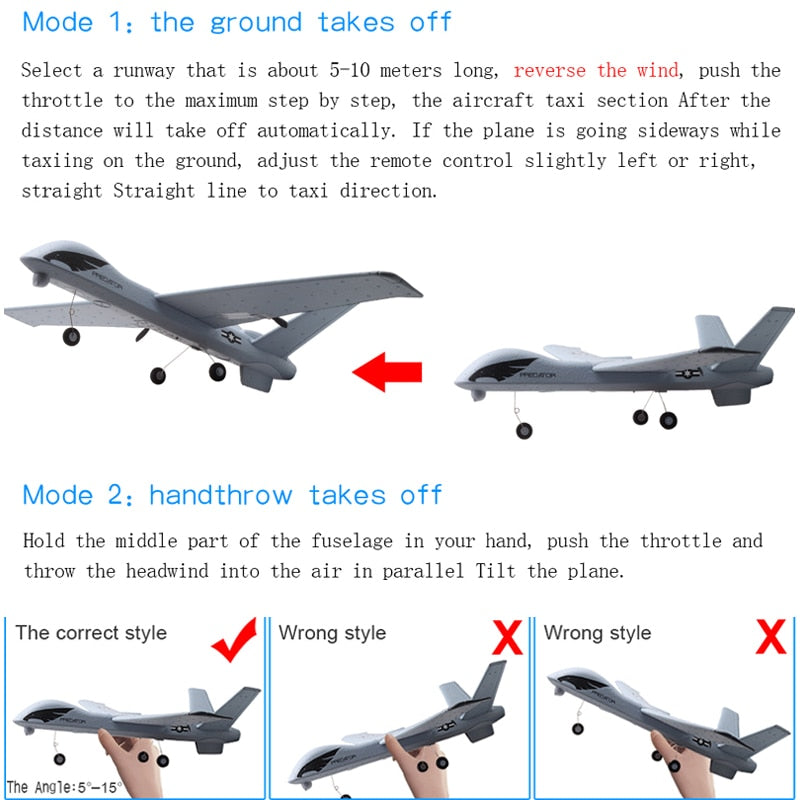 RC Plane 20 Minutes Flight Time Glider Toy Plane With LED 2.4G Remote Control Hand Throwing Wingspan Kids RC Jet Airplane Foam