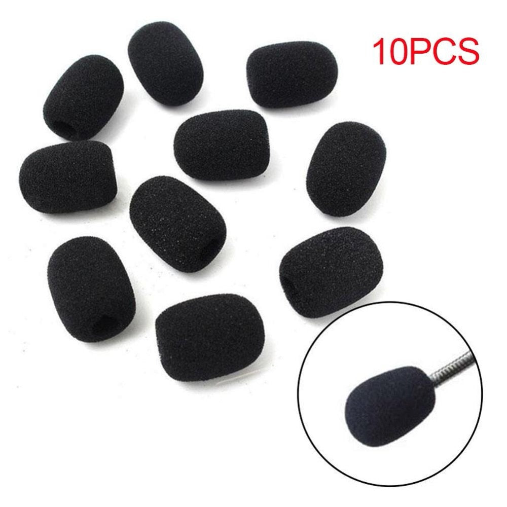 10PCS/set Black Replacement Foam Covers Windscreen Windshield Sponge Covers for Headset Microphone Mic Cover