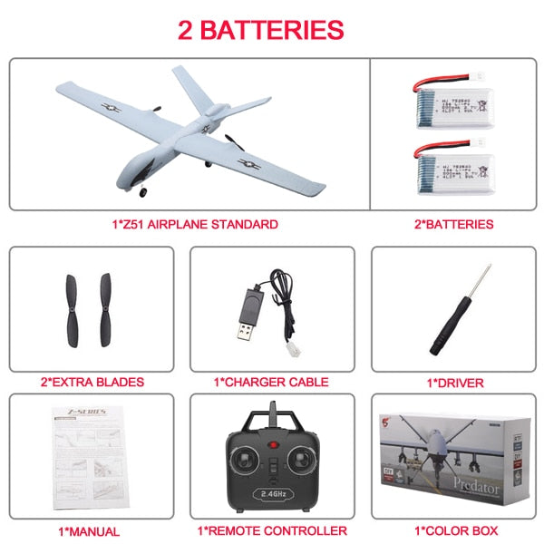 RC Plane 20 Minutes Flight Time Glider Toy Plane With LED 2.4G Remote Control Hand Throwing Wingspan Kids RC Jet Airplane Foam