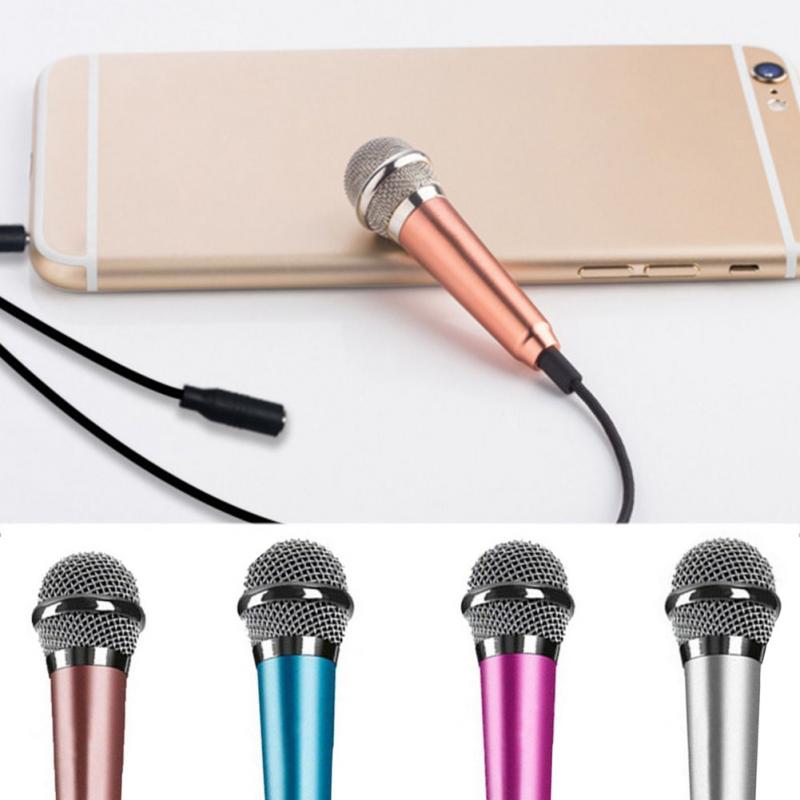 Portable 3.5mm Stereo Studio Mic KTV Karaoke Mini Microphone For Cell Phone Laptop PC Desktop 5.5cm*1.8cm Small Size Mic