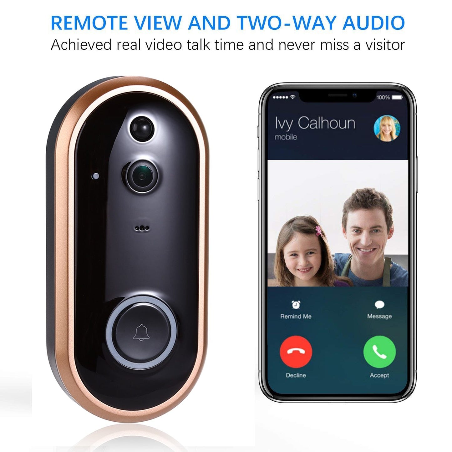 1080P Smart WIFI Doorbell Intercom Video Ring Door Bell With Camera IR Entry Door Alert Wireless Security Chime Door Cam Alarm