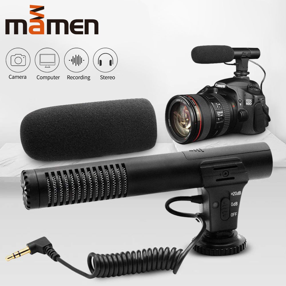 MAMEN 3.5mm Audio Plug Professional Recording Microphone Condensador For Camera DSLR Digital Video Camcorder VLOG Microfone