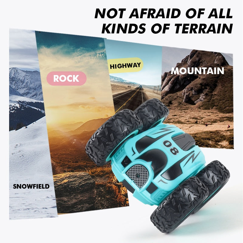3.7 inch RC Car 2.4G 4CH Drift Stunt Double-sided bounce Stunt Car Rock Crawler Roll Car 360 Degree Flip Kids Robot RC Cars Toys