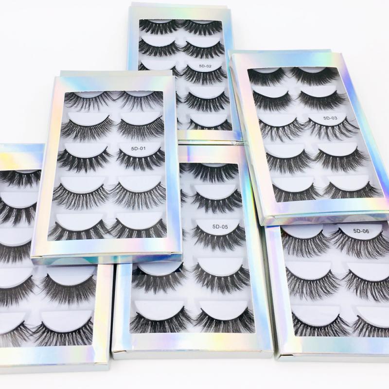 5 Pair Black Thick Fake Eyelash 3d Classic Fiber Fake False Eyelashes Faux Mink False Eyelashes Makeup Extension Fake Eyelashes