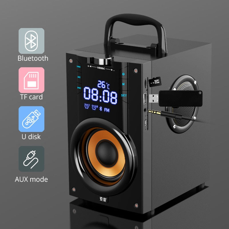 2200mAh Big Power Bluetooth Speaker Subwoofer Wireless Portable Heavy Bass Stereo Speakers Music Player LCD Display FM Radio TF