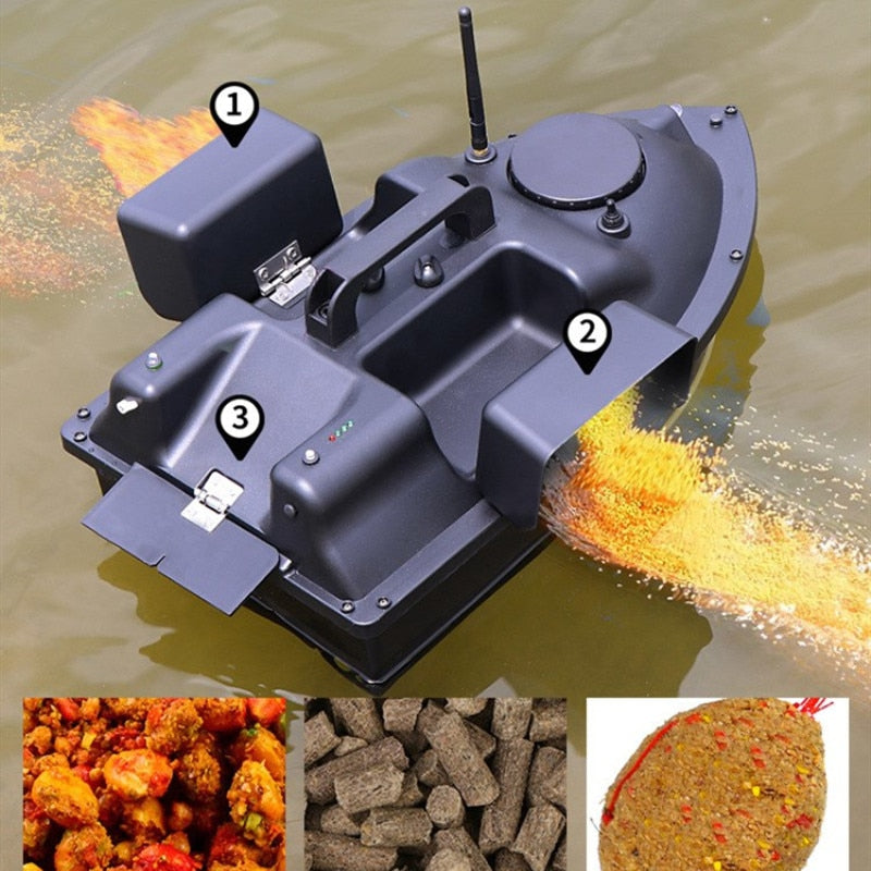 GPS Auto Return Intelligent Wireless Remote Control RC Bait Boat 500M 2KG Load High Speed Dual Light 3 Hopper Fishing Boat