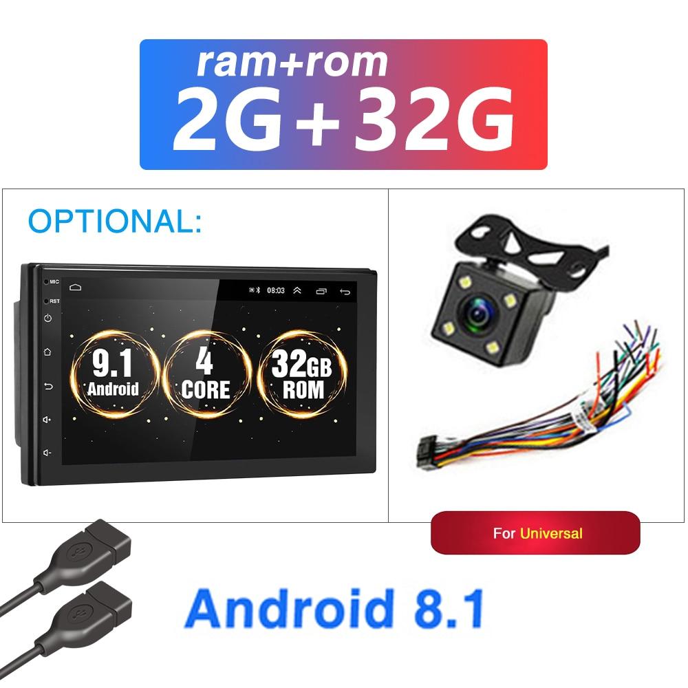 Podofo Android 9.1 2 Din Car radio Multimedia GPS Player 2DIN 2.5D Universal For Volkswagen Nissan Hyundai Kia toyota LADA Ford