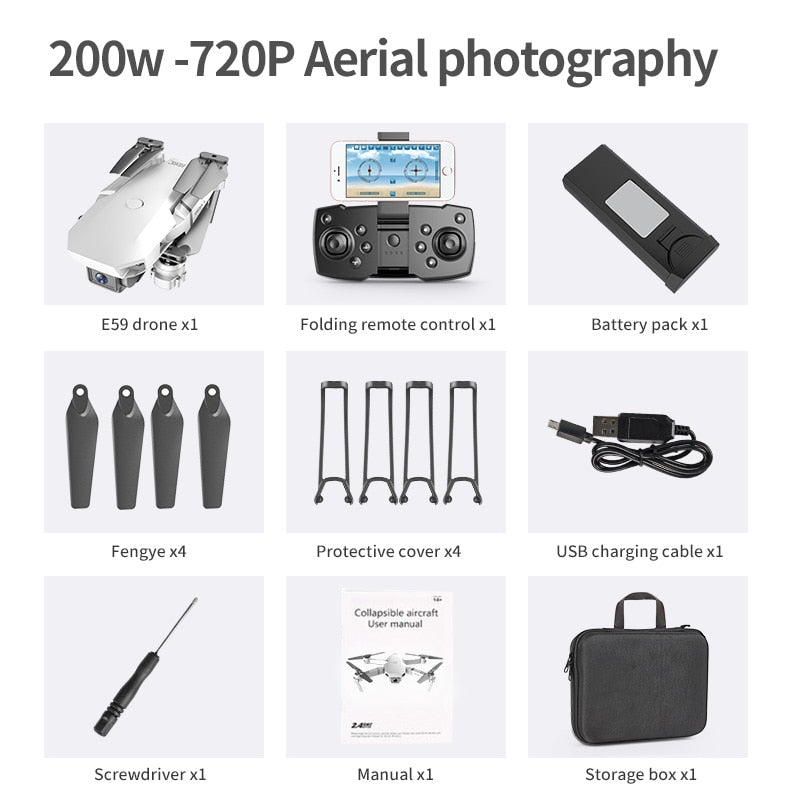 E59 RC Drone 4K HD Camera Professional Aerial Photography Helicopter 360 Degree Flip WIFI Real Time Transmission Quadcopter