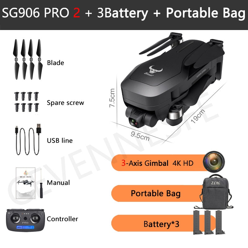 2020 NWE SG906 PRO2 drone 4k HD 5G camera Triaxial anti-shake Self-stabilizing gimbal Upgraded version drones distance 1.2km