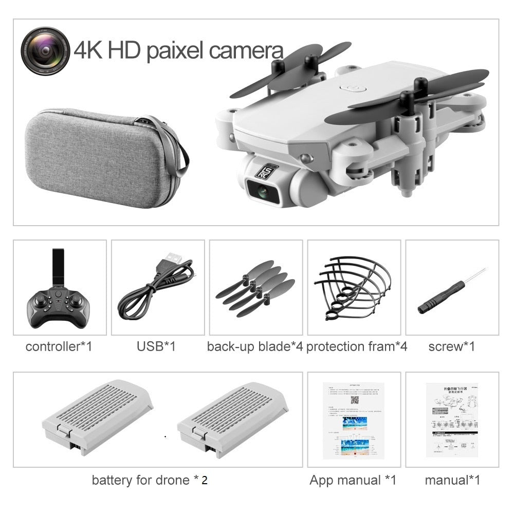XKJ 2020 New Mini Drone 4K 1080P HD Camera WiFi Fpv Air Pressure Altitude Hold Black And Gray Foldable Quadcopter RC Dron Toy