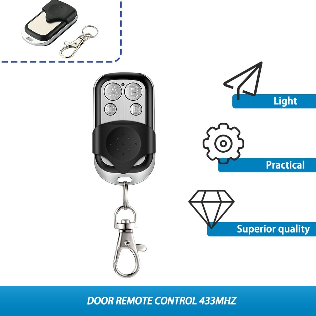 ABCD Wireless RF Remote Control433 MHz Electric Gate Garage Door Remote Control Key Fob Controller
