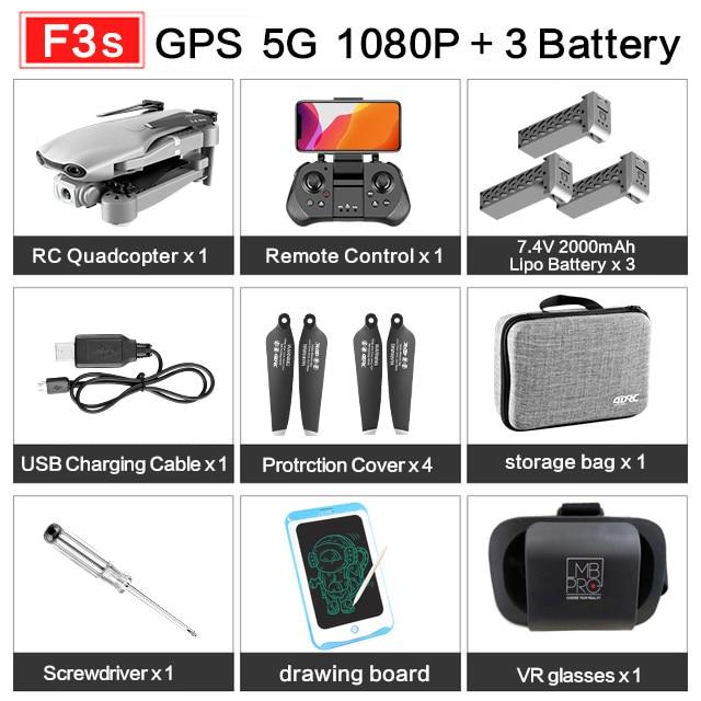 2020 NEW F3 drone GPS 4K 5G WiFi live video FPV quadrotor flight 25 minutes rc distance 500m drone HD wide-angle dual camera