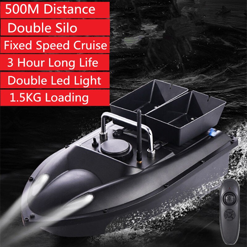 New High Quality Double hopper Double Motor Fixed speed Cruise Automatic Feed Fishing Bait Boat with waterproof bag car charger