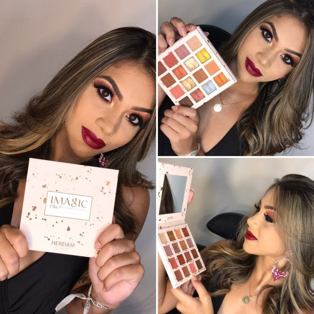 IMAGIC New Arrival Charming Eyeshadow 16 Color Palette Make up Palette Matte Shimmer Pigmented Eye Shadow Powder