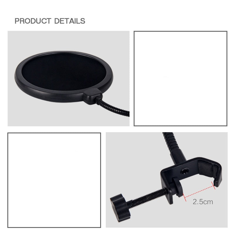 Durable Double Layer Windscreen Studio Microphone Flexible Wind Screen Mask Mic Pop Filter Bilayer Shield for Speaking Recording