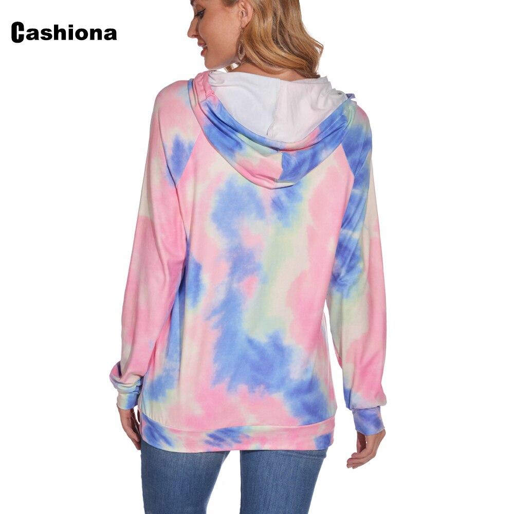 Cashiona Hoodies for Women Fashion Tie Dry Print Sweatshirt loose Long Sleeve Tops Streetwear Women Clothes Hooded Sweatshirts