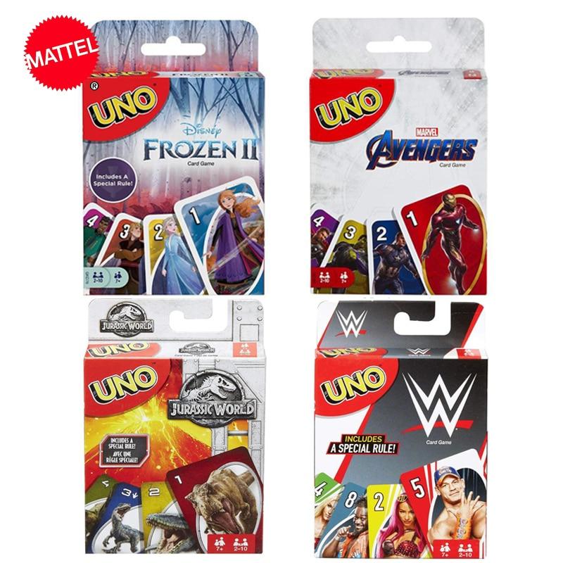 Mattel Games UNO: Disney Frozen II Marvel Avengers Jurassic World WWE Wrestling - Fun Family Friends Party Card Game