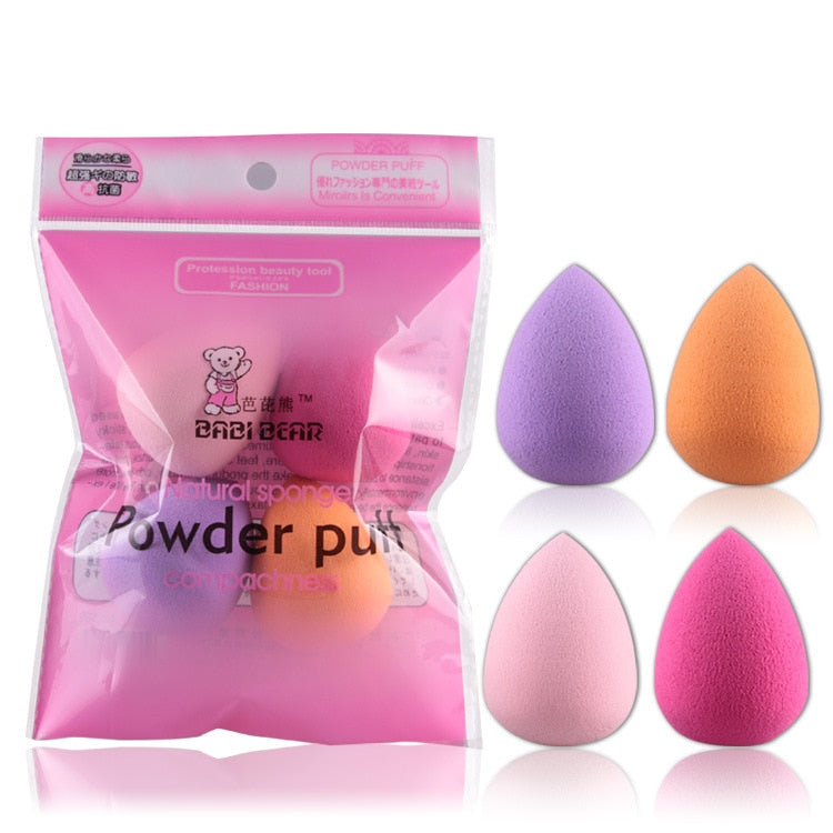 4PCS Sponge Puff Face Foundation Soft Drop Gourd Waterdrop Powder Puff Egg Puff Sponge Drying Holder Makeup Cosmetic Puff Tools
