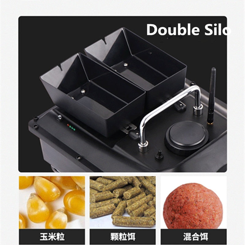 New High Quality Double hopper Double Motor Fixed speed Cruise Automatic Feed Fishing Bait Boat with waterproof bag car charger
