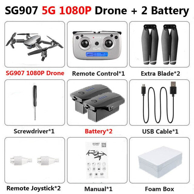 SG907 SG901 5G GPS Foldable Profissional Drone with Dual Camera 1080P 4K WiFi FPV Wide Angle RC Quadcopter Drone Camera