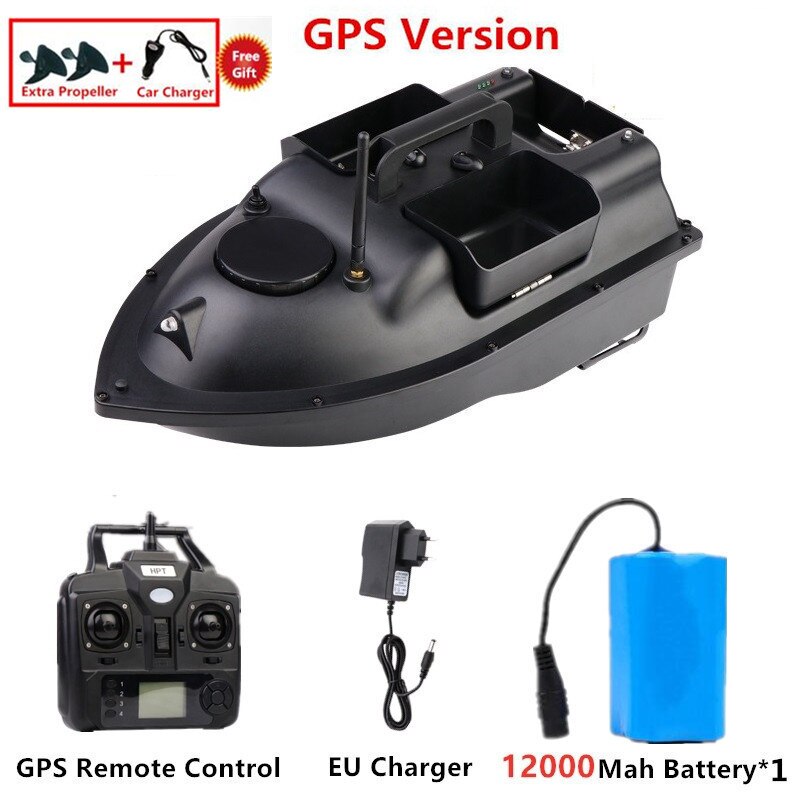GPS Auto Return Intelligent Wireless Remote Control RC Bait Boat 500M 2KG Load High Speed Dual Light 3 Hopper Fishing Boat