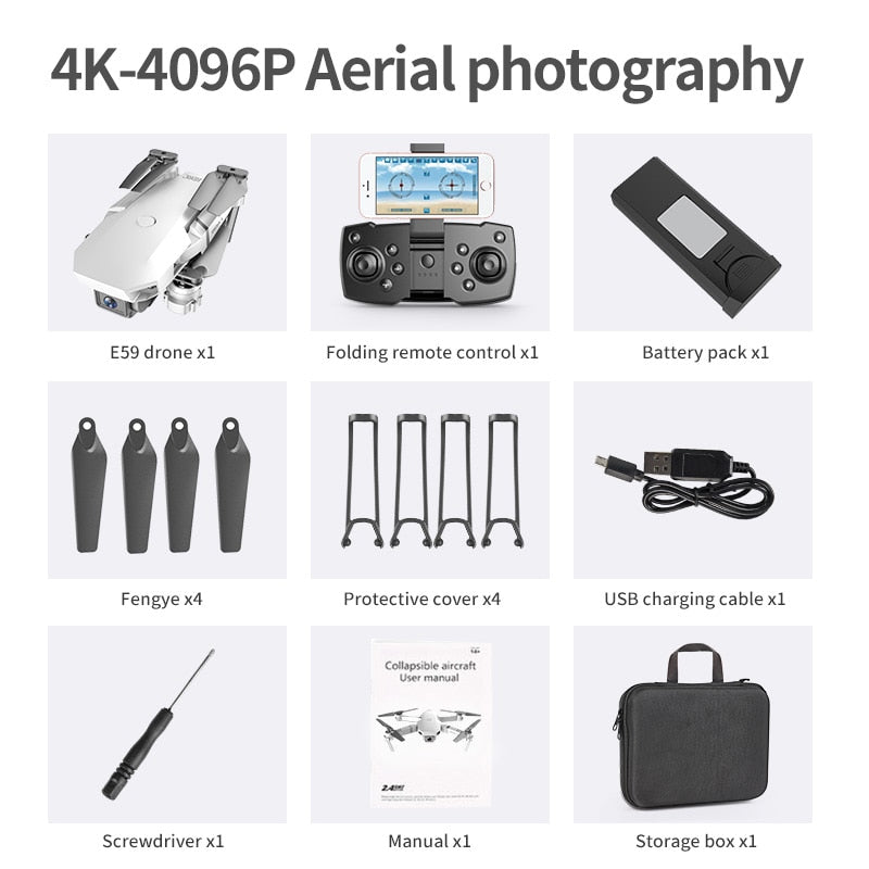 E59 RC Drone 4K HD Camera Professional Aerial Photography Helicopter 360 Degree Flip WIFI Real Time Transmission Quadcopter