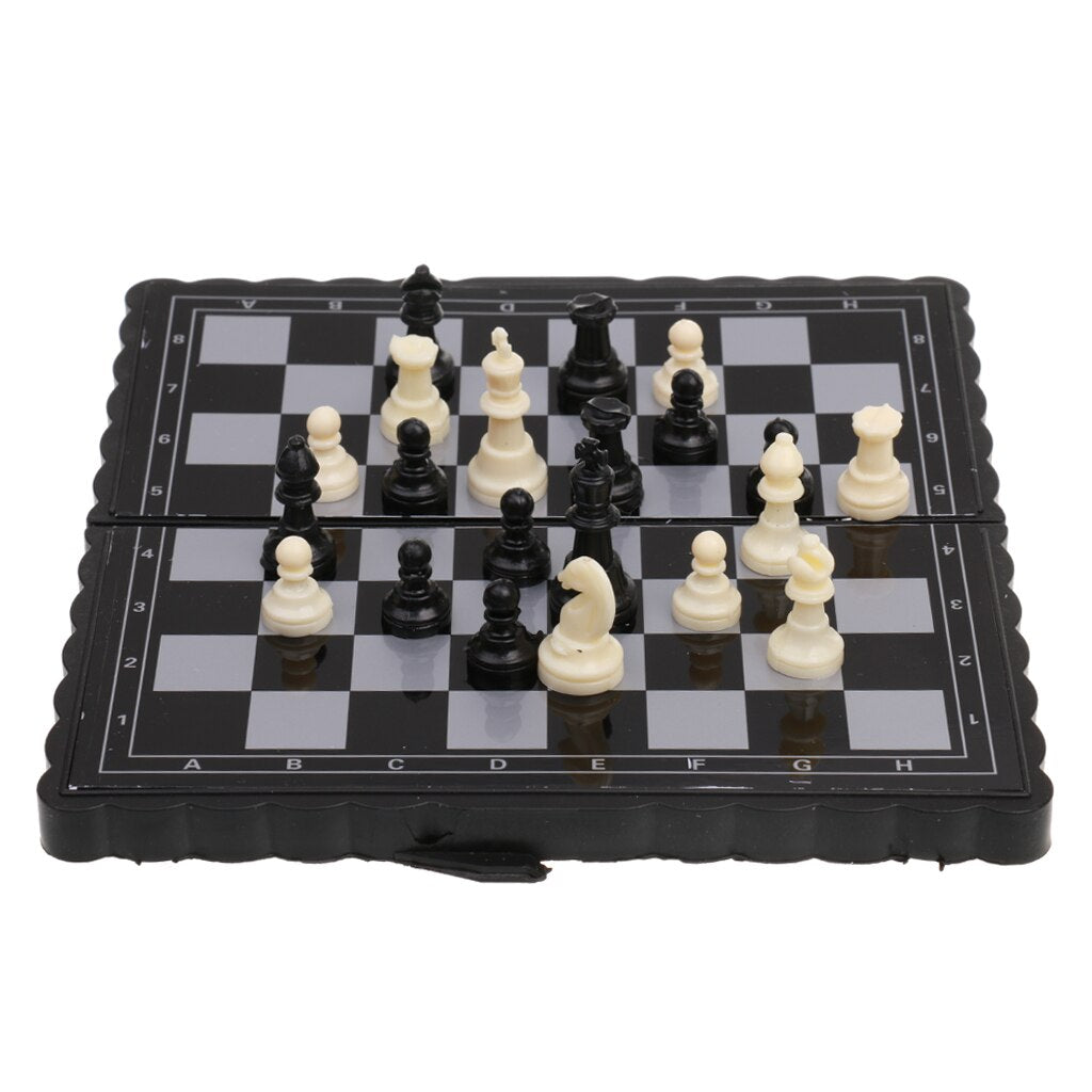 Portable Magnetic Chess Set Classic Strategy Board Game for Kids Adults Families - Black White
