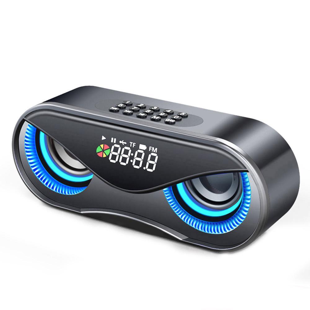 Bluetooth Speaker Cool Owl Design LED Flash Portable Wireless Loudspeaker TF Card FM Radio Alarm Clock TV Bass Smart Display M6