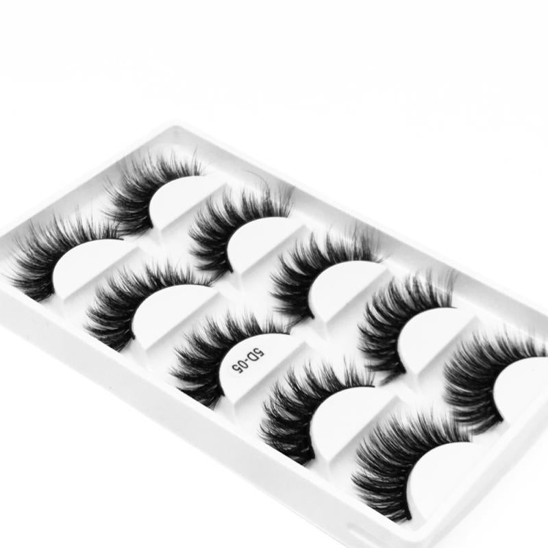 5 Pair Black Thick Fake Eyelash 3d Classic Fiber Fake False Eyelashes Faux Mink False Eyelashes Makeup Extension Fake Eyelashes