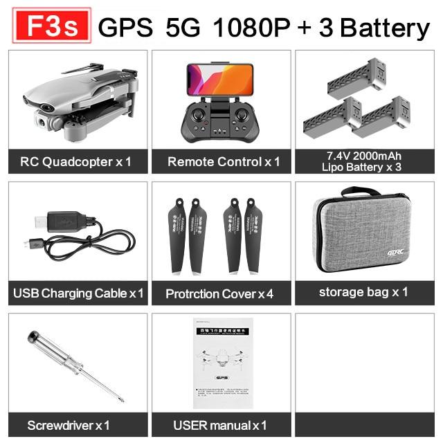 2020 NEW F3 drone GPS 4K 5G WiFi live video FPV quadrotor flight 25 minutes rc distance 500m drone HD wide-angle dual camera