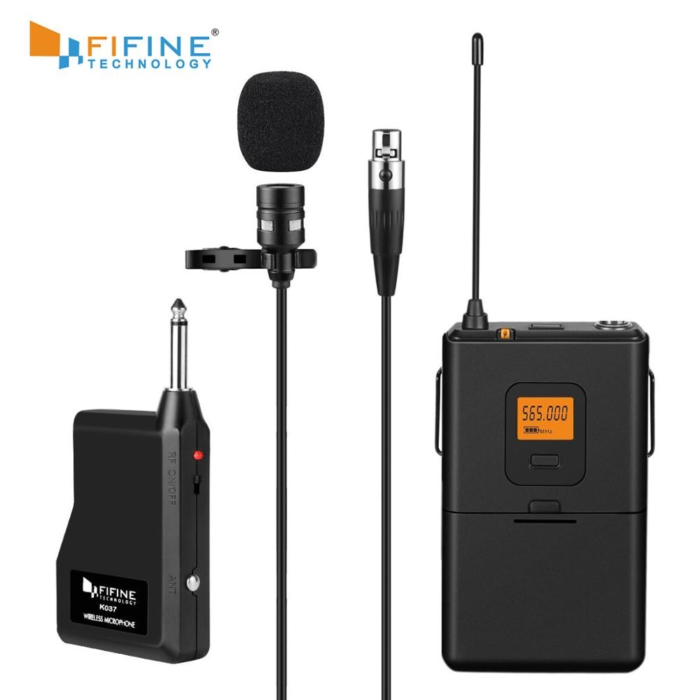 Fifine 20-Channel UHF Wireless Lavalier Lapel Microphone System with Bodypack Transmitter, Mini Lapel Mic & Portable Receiver