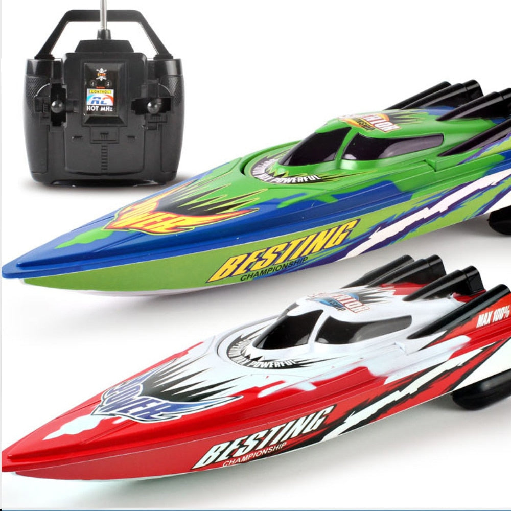 4 Channels RC Boats Plastic Fast Boat Rowing Navigation Remote Control Speed Waterproof Electric Toy Twin Motor Kid Chirdren Toy