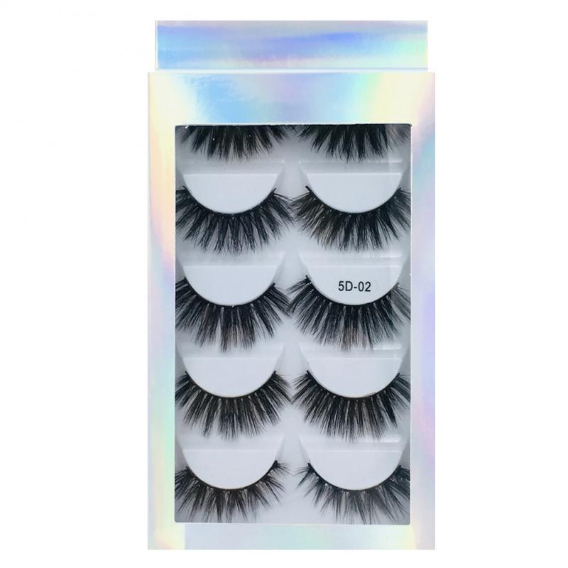 5 Pair Black Thick Fake Eyelash 3d Classic Fiber Fake False Eyelashes Faux Mink False Eyelashes Makeup Extension Fake Eyelashes