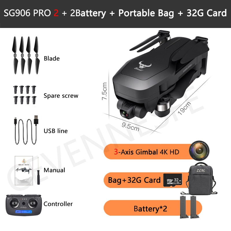 2020 NWE SG906 PRO2 drone 4k HD 5G camera Triaxial anti-shake Self-stabilizing gimbal Upgraded version drones distance 1.2km
