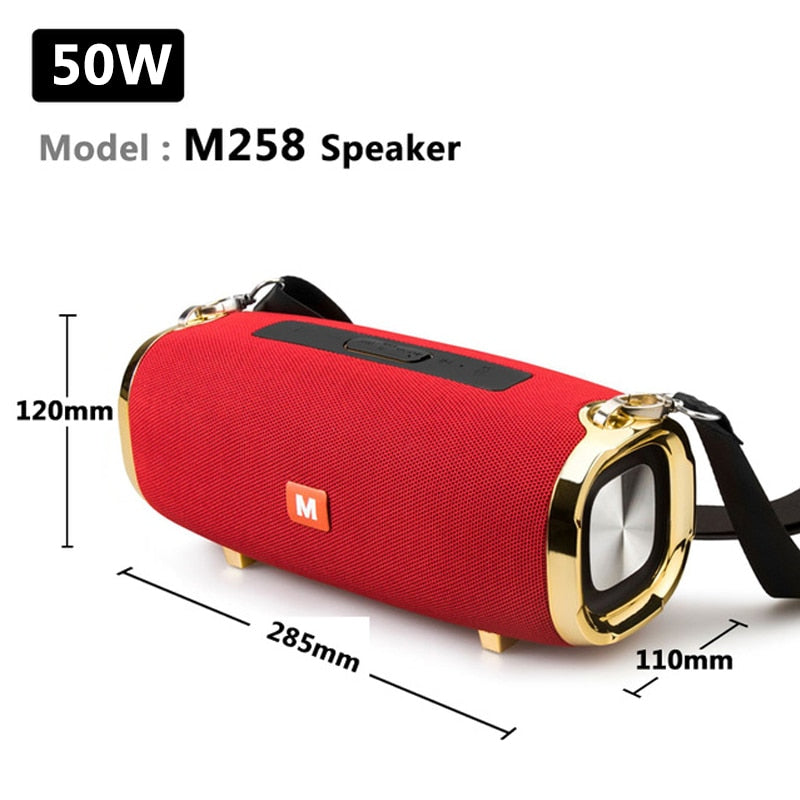 50W high-power portable bluetooth speaker sound column stereo wireless subwoofer music center, support FM radio TF aux USB