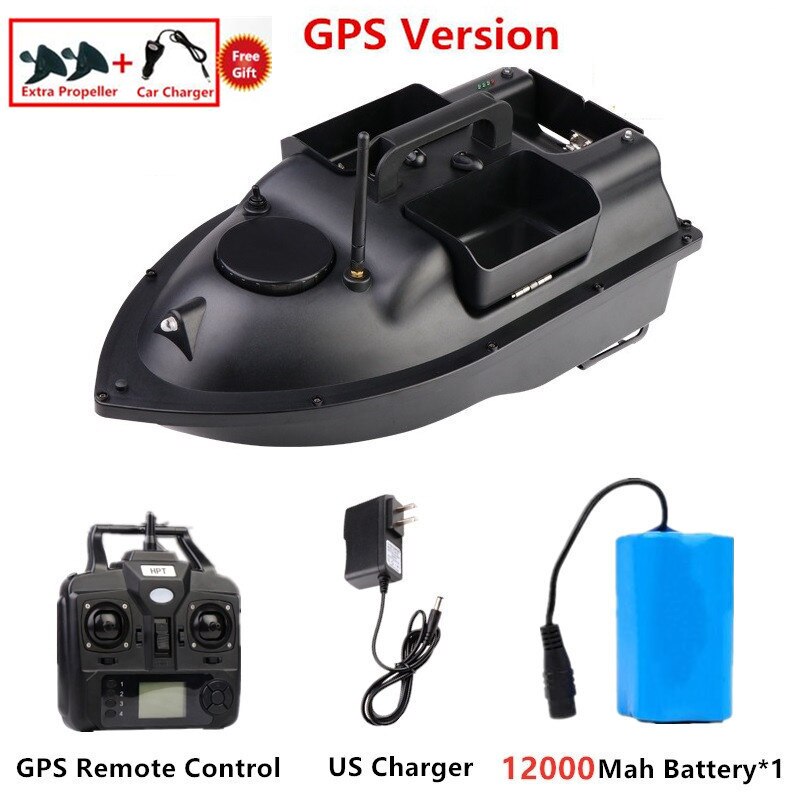 GPS Auto Return Intelligent Wireless Remote Control RC Bait Boat 500M 2KG Load High Speed Dual Light 3 Hopper Fishing Boat