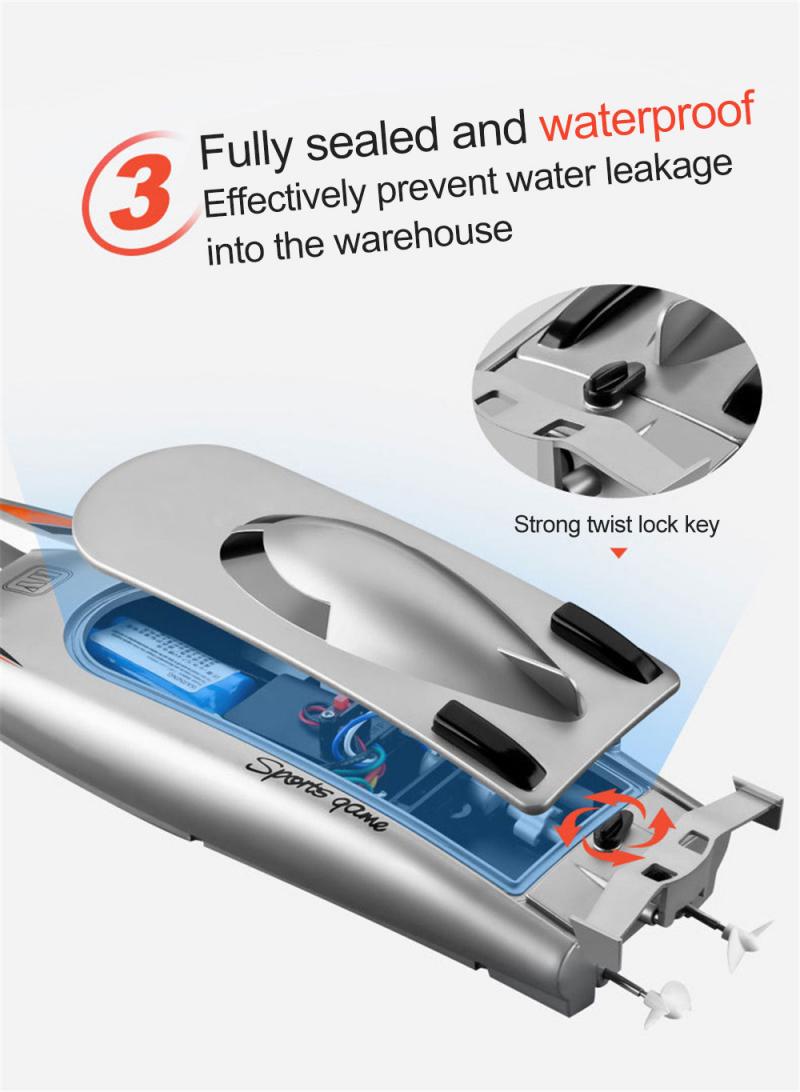2.4G Remote Control Boat Speedboat Yacht Children Competition Boat Water Toy 30km Per Hour Waterproof Gauge Racing Ship RC Toy