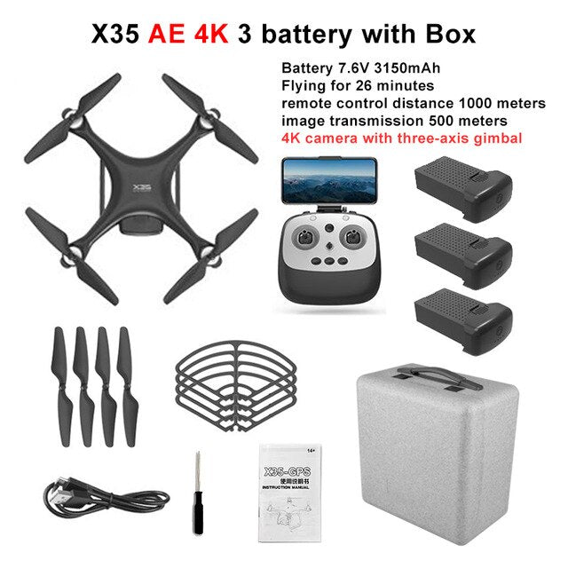 Wecute 2020 X35 Drone RC Quadcopter 4K Profissional GPS Drone With HD Camera Gimbal FPV 5G WIFI 1KM Flight distance VS SG906 pro