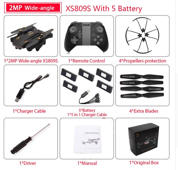 VISUO XS809S XS809HW Foldable Selfie Drone with Wide Angle 0.3MP/2MP HD Camera Quadcopter WiFi FPV RC Helicopter Mini Dron