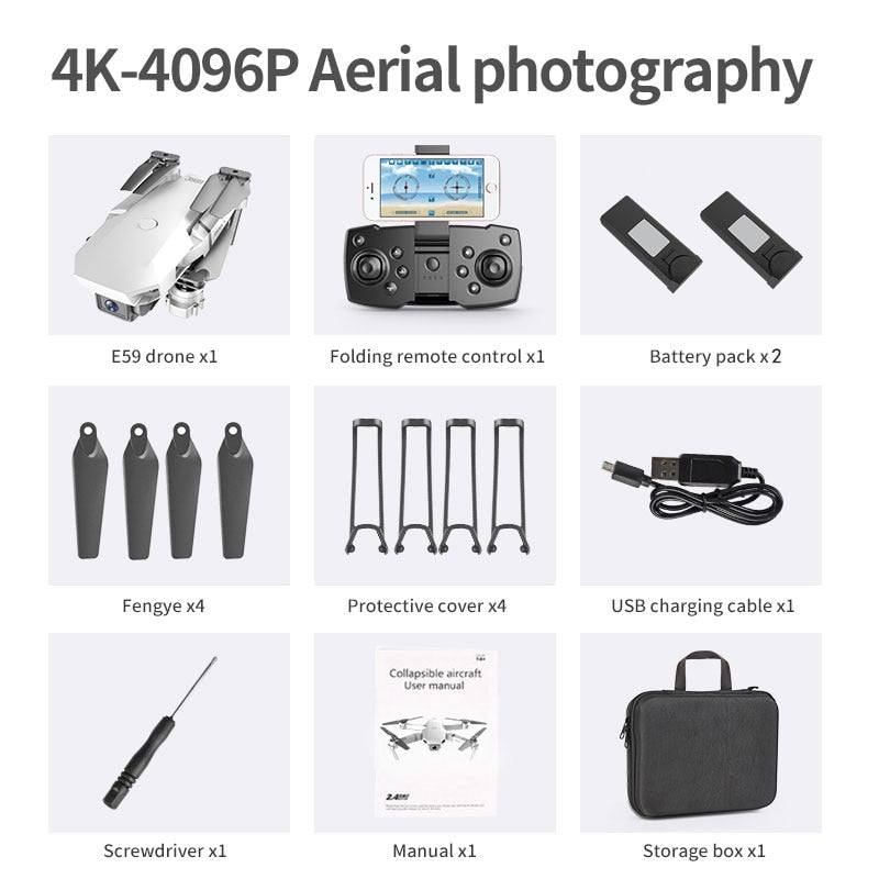 E59 RC Drone 4K HD Camera Professional Aerial Photography Helicopter 360 Degree Flip WIFI Real Time Transmission Quadcopter