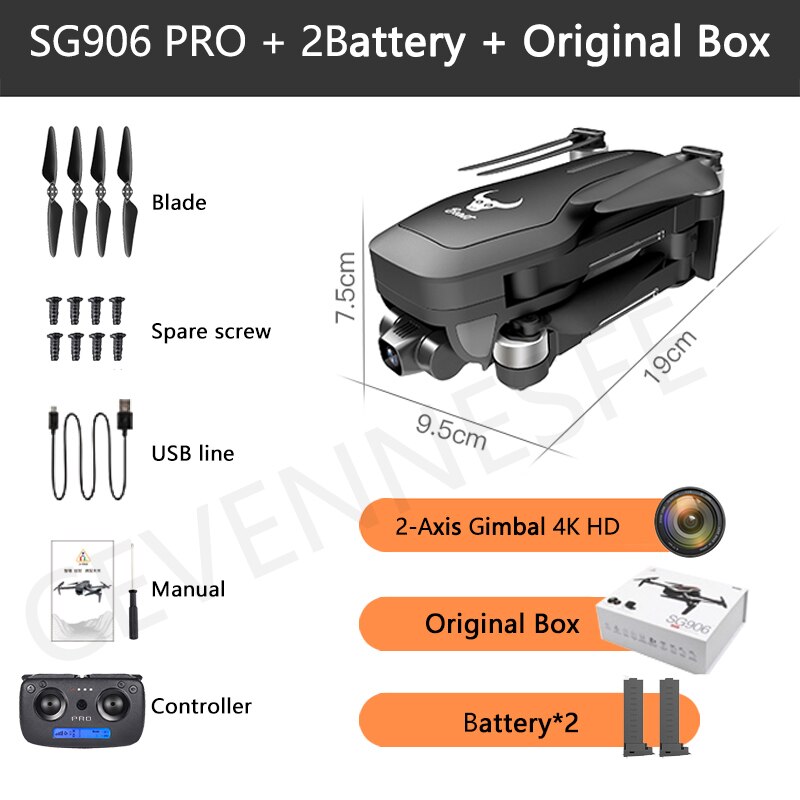 2020 NWE SG906 PRO2 drone 4k HD 5G camera Triaxial anti-shake Self-stabilizing gimbal Upgraded version drones distance 1.2km