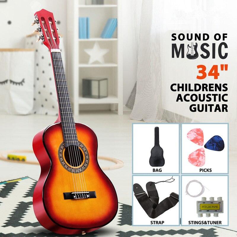 34inch Kids Classical Acoustic Starter Kit Guitar 1/2 Size with 6 Strings Gig bag Tuner Picks Strap for Beginners ( Blue)