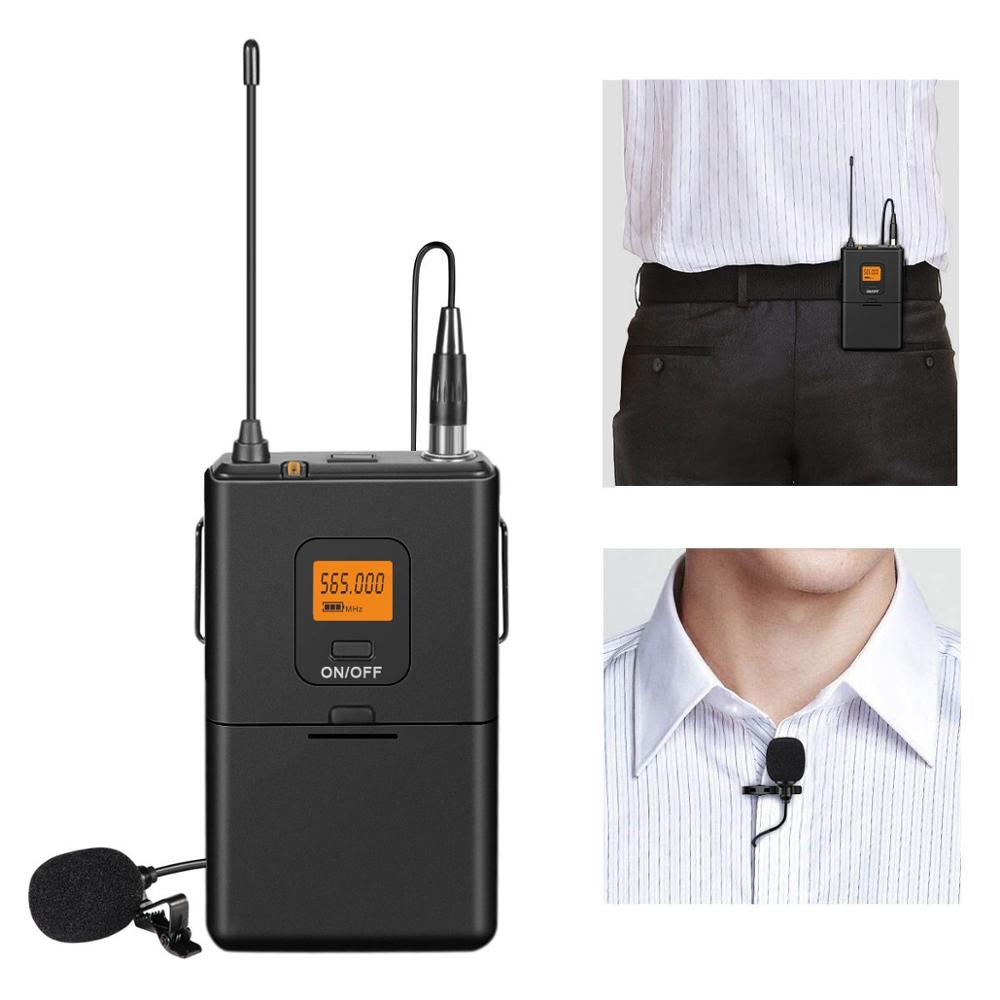 Fifine 20-Channel UHF Wireless Lavalier Lapel Microphone System with Bodypack Transmitter, Mini Lapel Mic & Portable Receiver
