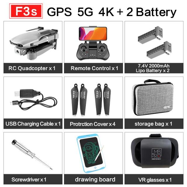 2020 NEW F3 drone GPS 4K 5G WiFi live video FPV quadrotor flight 25 minutes rc distance 500m drone HD wide-angle dual camera