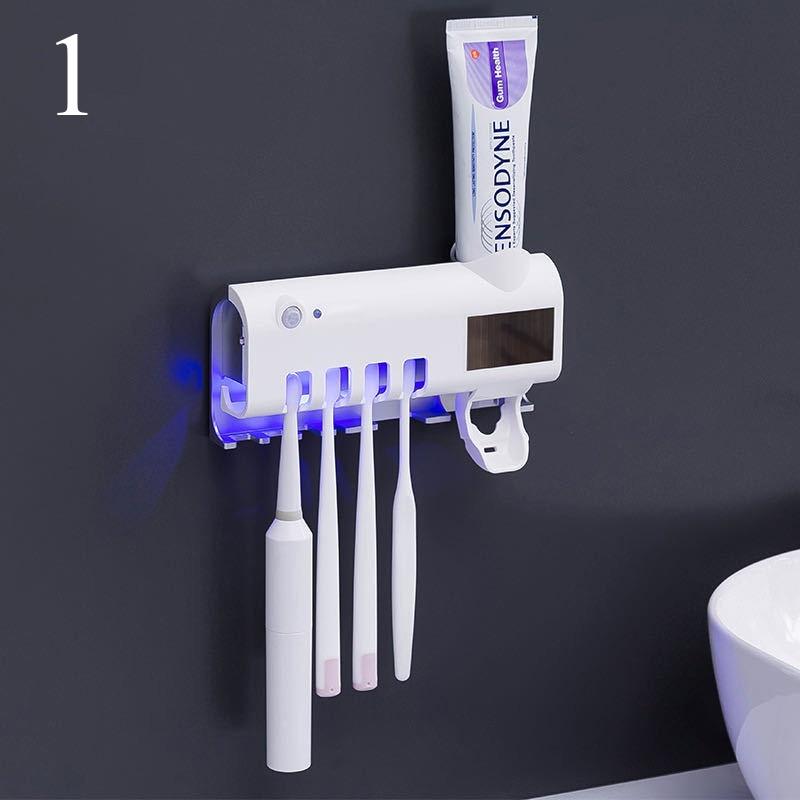UV Toothbrush Holder Toothpaste Dispenser Solar Energy Bathroom Toothbrush Storage Box Multi-function Storage Holder USB Charge