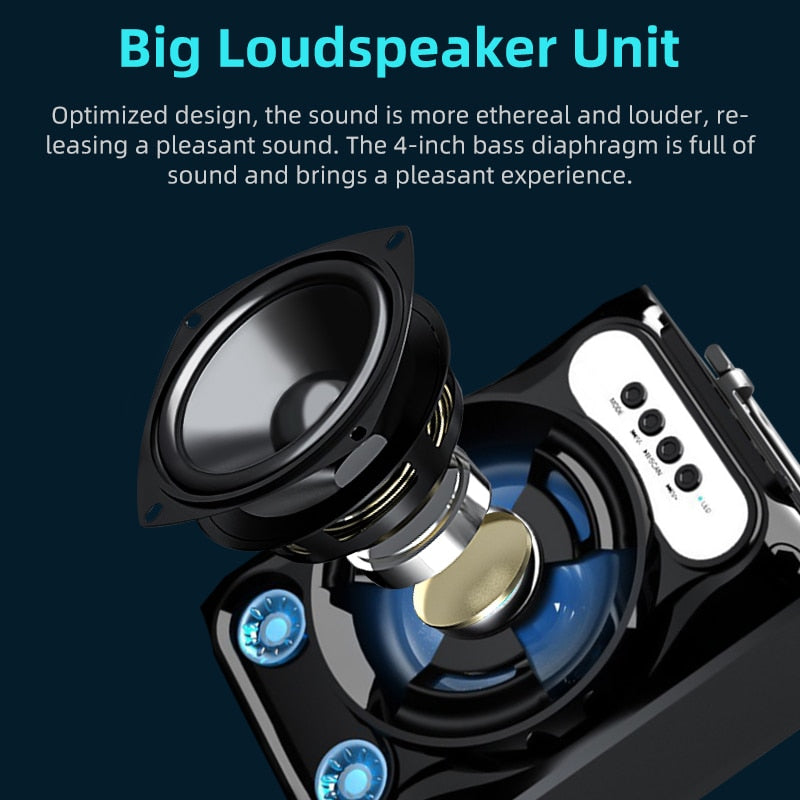 Portable Wireless Bass Bluetooth 5.0 Speaker 1200mAh Hands-free Call Speaker with Microphone for Bluetooth/AUX/USB//TF/FM Play