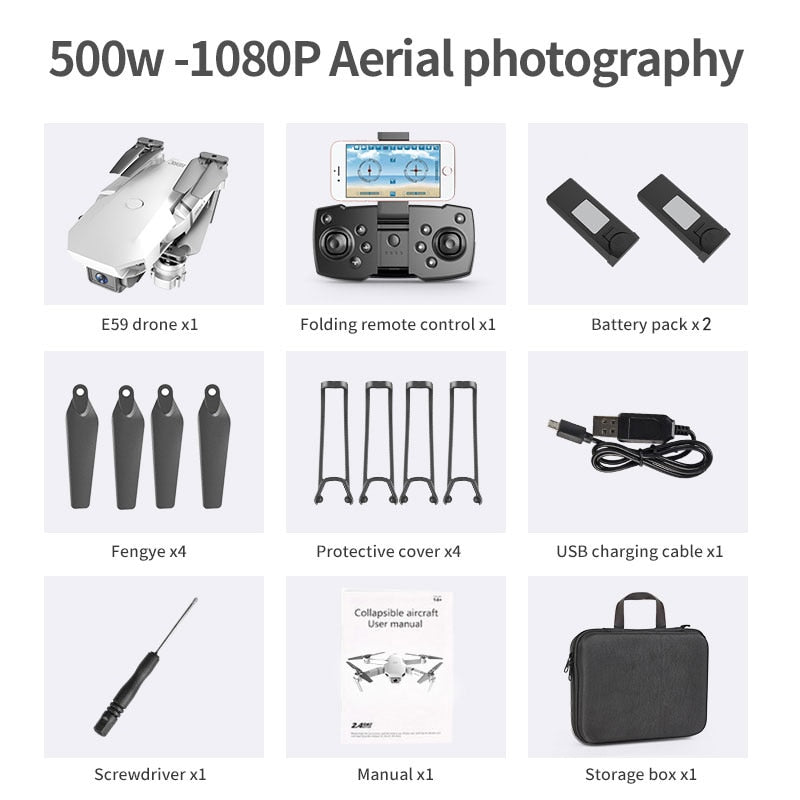E59 RC Drone 4K HD Camera Professional Aerial Photography Helicopter 360 Degree Flip WIFI Real Time Transmission Quadcopter