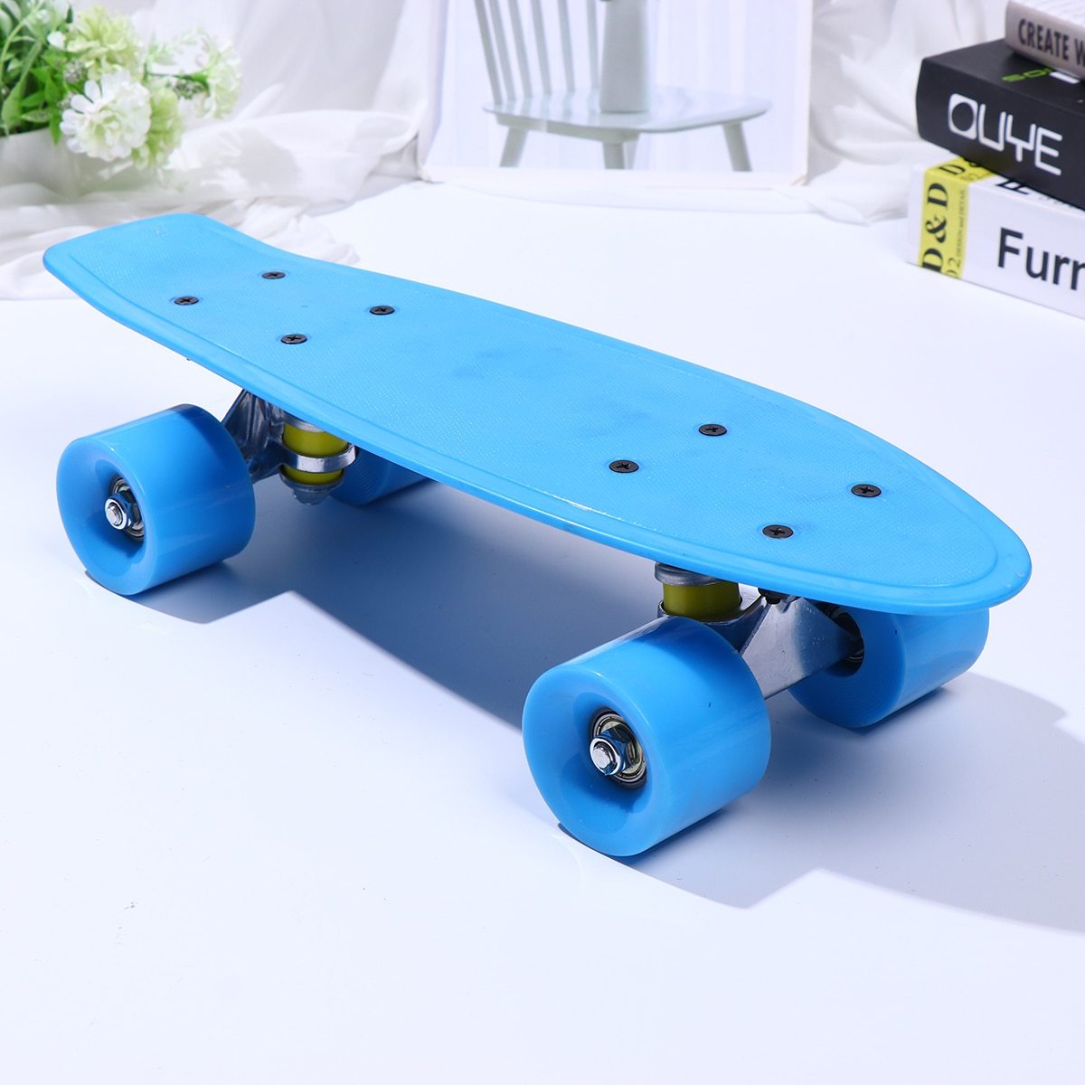 16.5Inches Four-wheel Mini Longboard Pastel Color Skate Board skateboard with LED Flashing Wheels Retro Skateboard