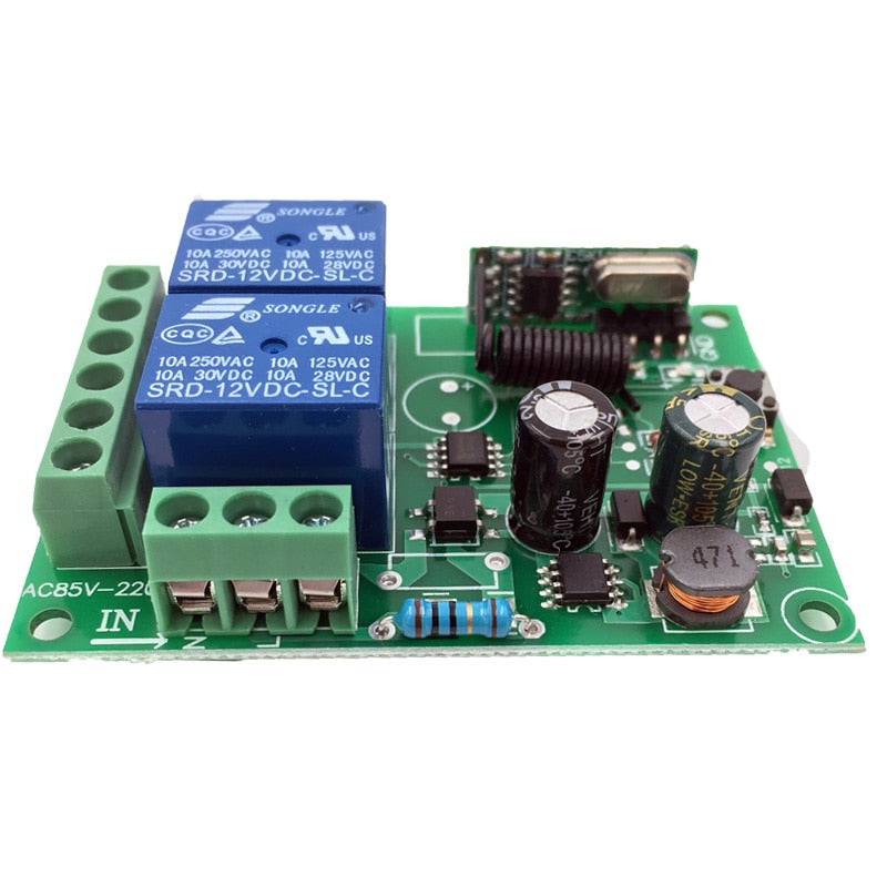 433MHz Universal Wireless Remote Control AC220V 2CH rf Relay Receiver and Transmitter for Universal Garage door and gate Control