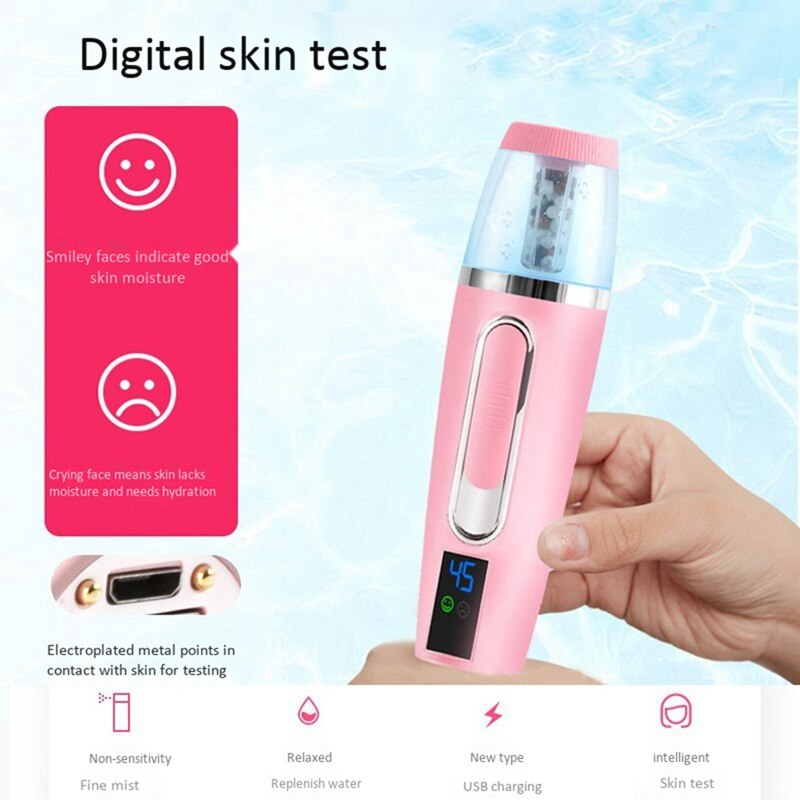 2Pcs Usb Charging Portable Nano Handy Face Nebulizer Steamer Moisturizing Hydration Face Humidifier - Pink & Red